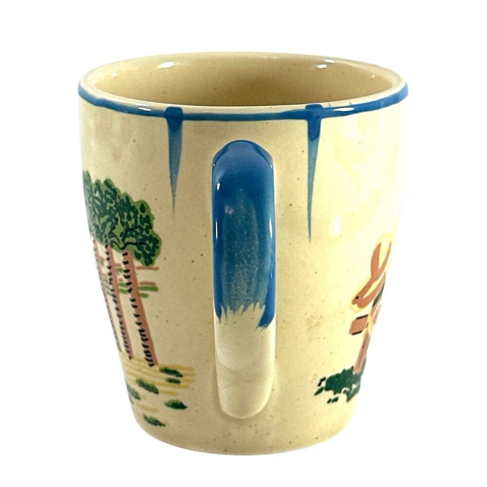 Vintage Kyuei Japan Stoneware Mug Girl on Bicycle Folk Art Coffee Cup 3.75” - Picture 7 of 9